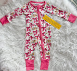 Pink Bows Bamboo zipper sleeper