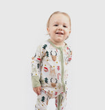 Santa and Friends Bamboo Baby Convertible Footie Pajama