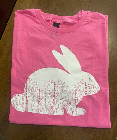 Floral bunny pink tee
