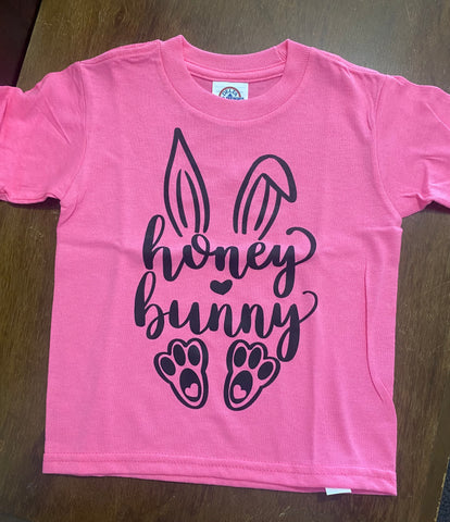 Honey Bunny on pink tee