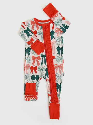 Belle Bows Ruffle Zip Christmas  Bamboo