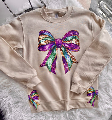 Mardi Gras Bow cutout sweatshirt