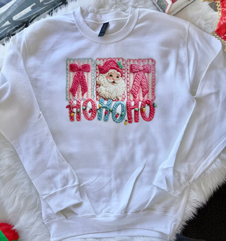 Faux Yarn Ho Ho Ho Sweatshirt