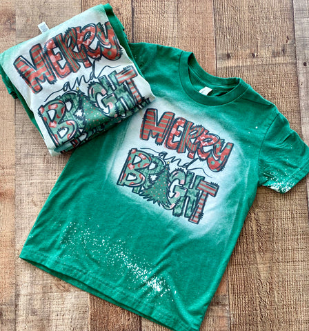 Merry and Bright bleached tee