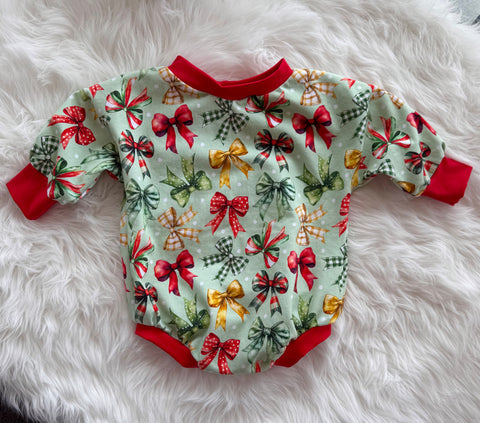 Christmas Bows Oversized Romper