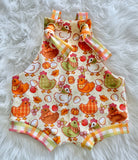 Fall Chickens knot bummie overalls