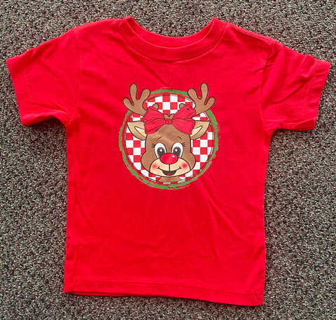 Reindeer with a bow tee