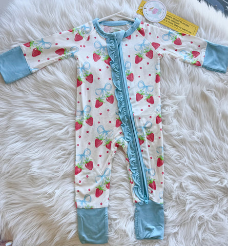 Strawberry and Bows zipper sleeper