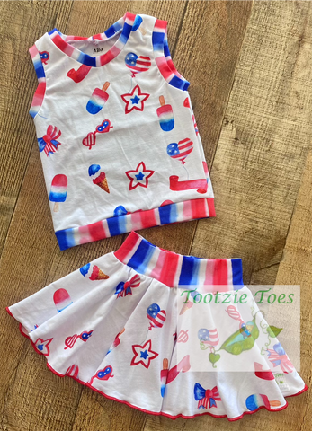 Patriotic Party tank and skirt set